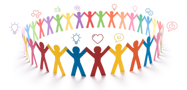 Illustration of people holding hands